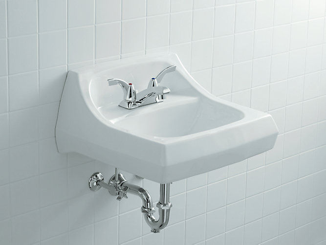K 2005 Kingston Wall Mounted Or Concealed Carrier Arm Commercial Bathroom Sink With 4 Centerset Faucet Holes Kohler - Kohler Wall Mount Sink Ada Specs